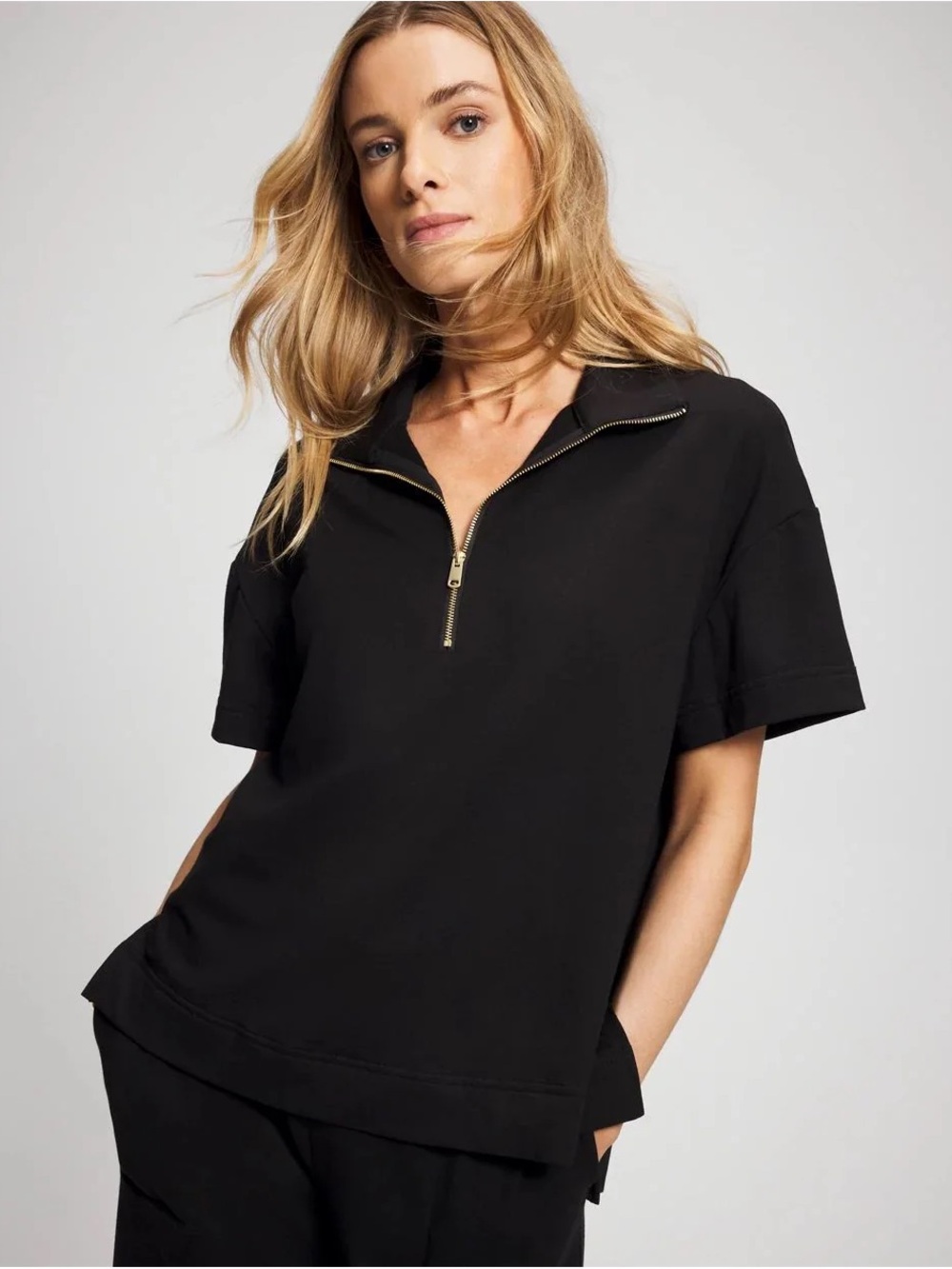 24/7 BY SOMA Essential Terry Quarter Zip Short Sleeve Sweatshirt
